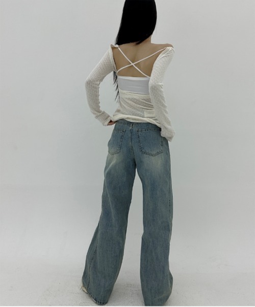「by muni:r」 デニムパンツ MEDIUM ライトブルー レディース_画像4