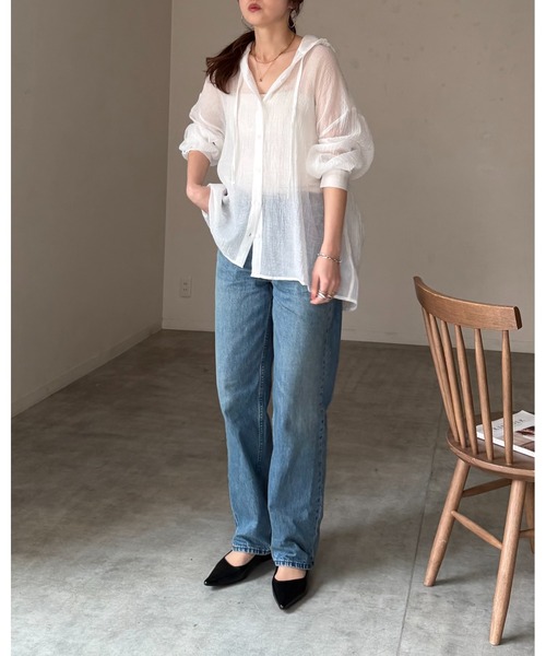 She's Closet uvカット ブラウス シャツ 夏 フード付き 長袖 オーバー