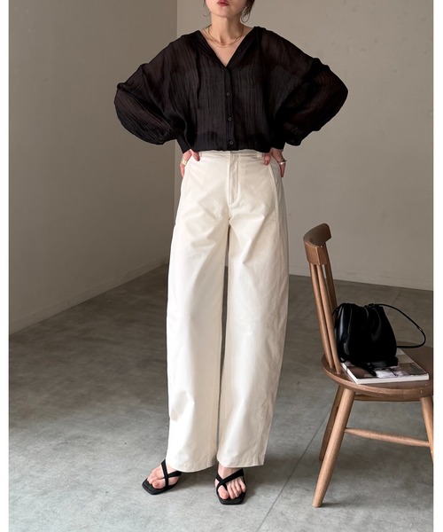 She's Closet ブラウス シャツ フード付き 長袖 オーバーサイズ シアー