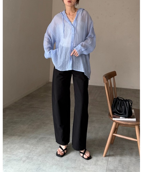 She's Closet uvカット ブラウス シャツ 夏 フード付き 長袖 オーバー