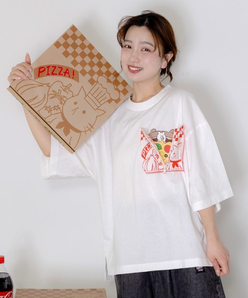ScoLar（スカラー） tシャツ 半袖 362101：ポケットギミック付き ピザ