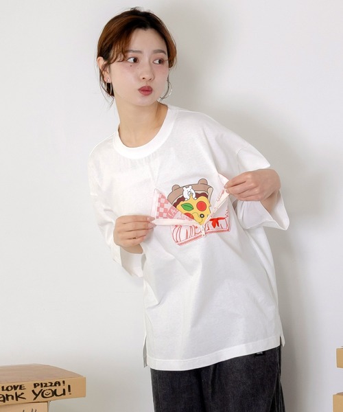 ScoLar（スカラー） tシャツ 半袖 362101：ポケットギミック付き ピザ