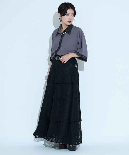 「Ellno de Mavie」 半袖シャツ FREE グレー レディース_画像2