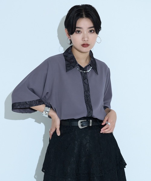 「Ellno de Mavie」 半袖シャツ FREE グレー レディース_画像4