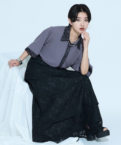 「Ellno de Mavie」 半袖シャツ FREE グレー レディース_画像5