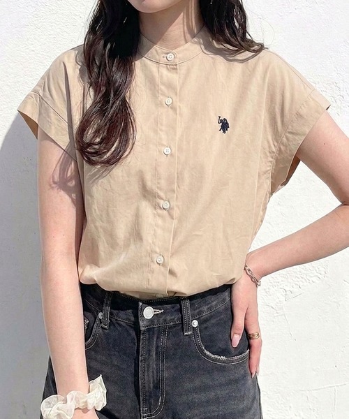 「U.S. POLO ASSN.」 半袖ブラウス MEDIUM ネイビー レディース_画像2