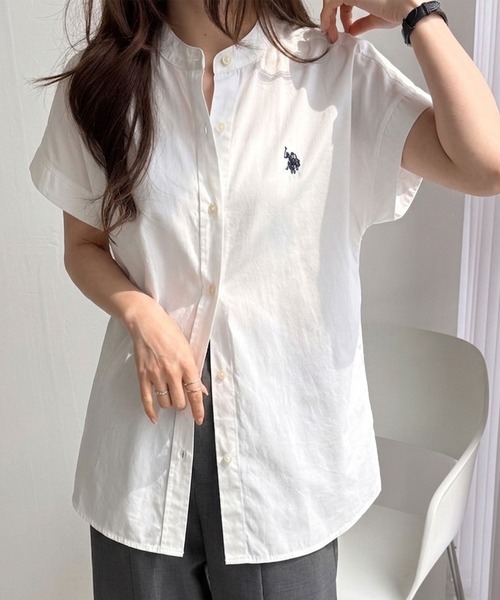 「U.S. POLO ASSN.」 半袖ブラウス MEDIUM ネイビー レディース_画像5