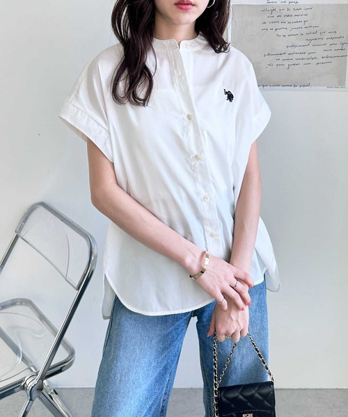 「U.S. POLO ASSN.」 半袖ブラウス MEDIUM ネイビー レディース_画像8