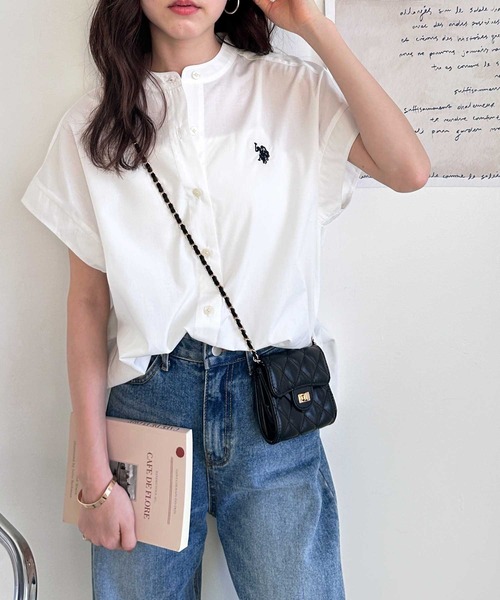 「U.S. POLO ASSN.」 半袖ブラウス MEDIUM ネイビー レディース_画像10