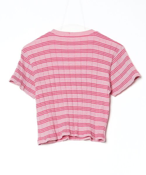 「YOUNG&OLSEN The DRYGOODS STORE」 ボーダー柄半袖カットソー 2 ピンク レディース_画像2