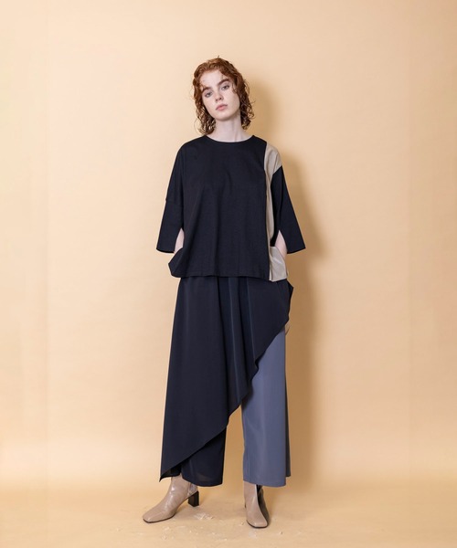 「OSMOSIS」 「loaf」イージーパンツ ONE SIZE ブラック レディース_画像2