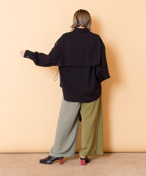 「OSMOSIS」 「loaf」イージーパンツ ONE SIZE ブラック レディース_画像3