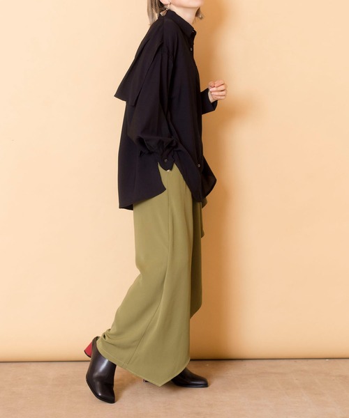 「OSMOSIS」 「loaf」イージーパンツ ONE SIZE ブラック レディース_画像9