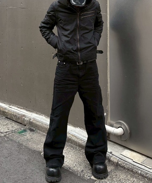 ワイドパンツ ジーンズ essential black flare denim pants 