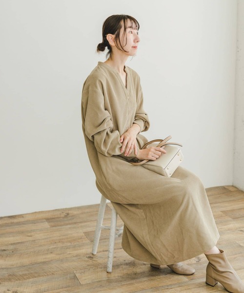「ITEMS URBANRESEARCH」 長袖ワンピース FREE バーガンディー レディース_画像5
