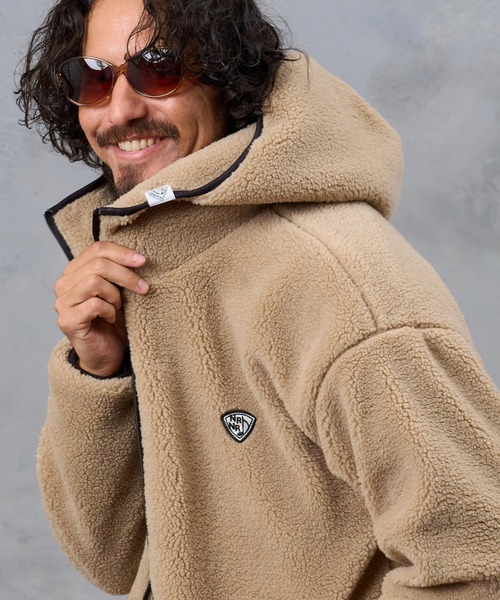 No Rain No Rainbow パーカー mpa4236- drop shoulder boa hoodie