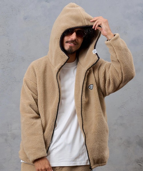 No Rain No Rainbow パーカー mpa4236- drop shoulder boa hoodie