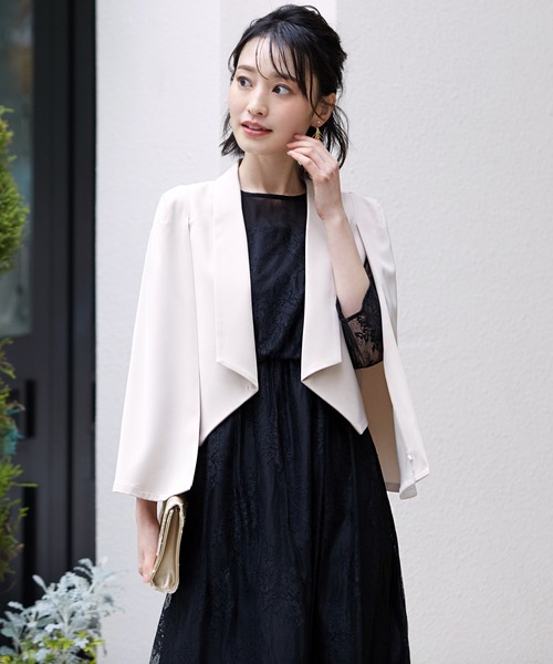 再入荷 テーラードジャケット 白 韓国 結婚式 パーティー 二次会 春服 パール アウター・ジャケット｜結婚式・二次会ドレス【公式-haremode