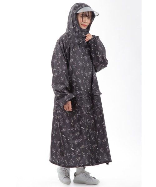Lace Ladies レインコート カッパ バイザー取り外し可能 小花柄