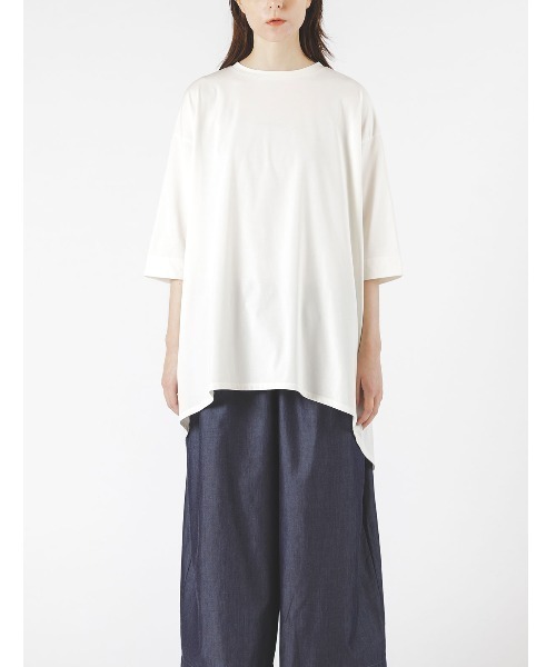 【mizuiro ind】(新品タグ付き) フレアチュニックロングスリーブT 洗える】レイヤードスリーブシフォンチュニック / Tiaclasse
