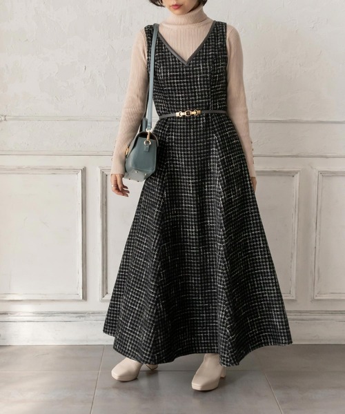 RANDA（ランダ） ワンピース ツイードフレアワンピース : ZOZOTOWN