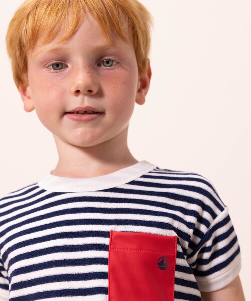 PETIT BATEAU tシャツ パイルボーダー半袖Tシャツ キッズ 子供