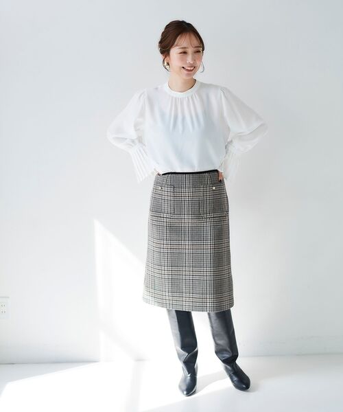 ルクールブラン（le．coeur blanc）/チェックトラペーズスカート le.coeur blanc（ルクールブラン） スカート チェックトラペーズ