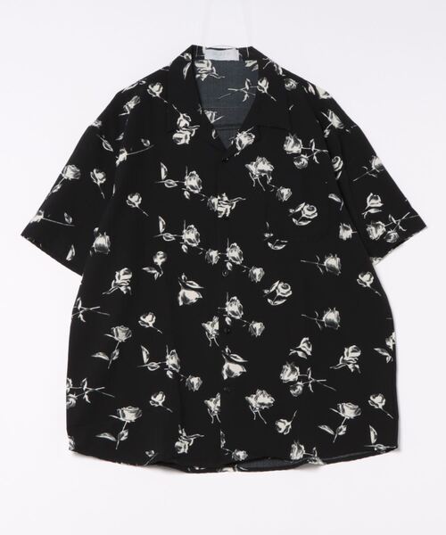 PLATSPLEASE 花柄 半袖シャツ WESTSEA シャツ ルーズサイズ とろみシャツ 花柄 半袖シャツ