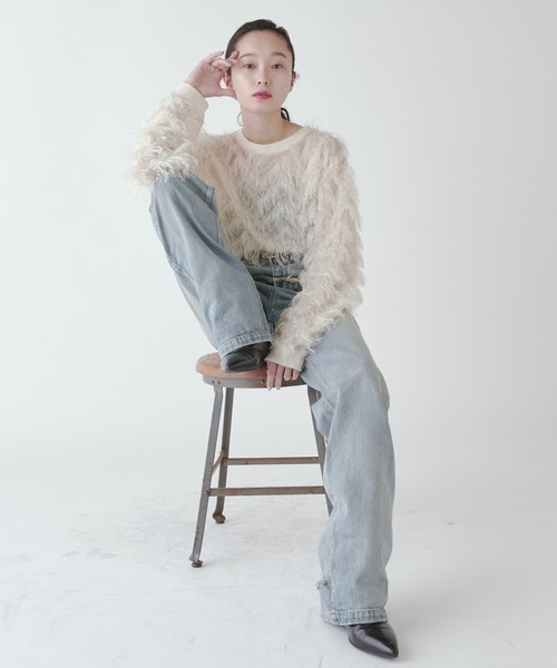 Lui's tシャツ カットジャガードモケモケトップス レディース