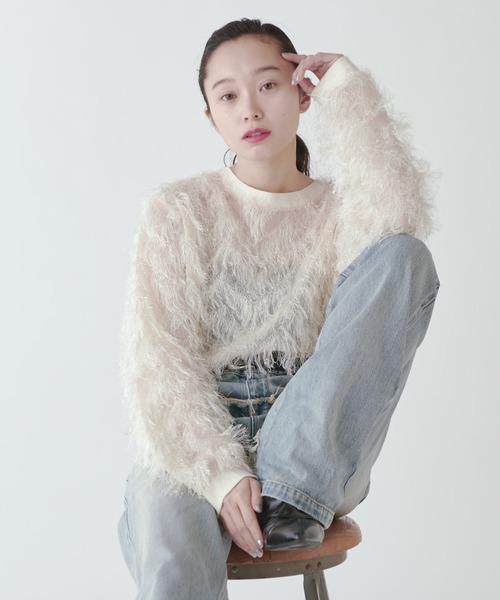 Lui's tシャツ カットジャガードモケモケトップス レディース