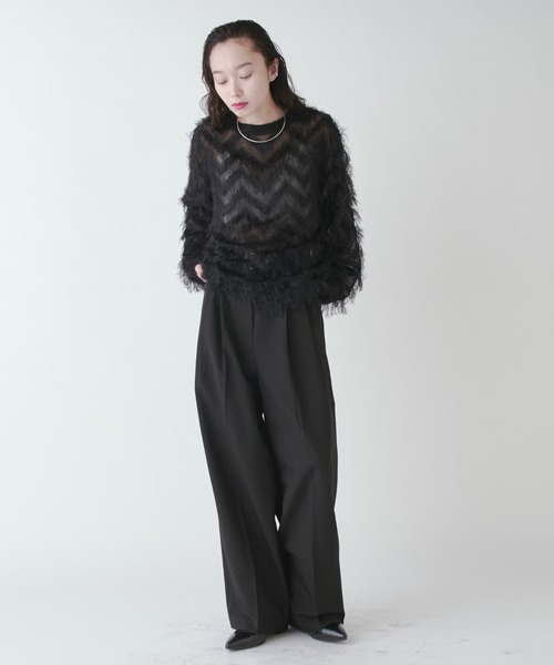 Lui's カットジャガードMokeMokeトップス black　ルイス Lui's tシャツ カットジャガードモケモケトップス レディース