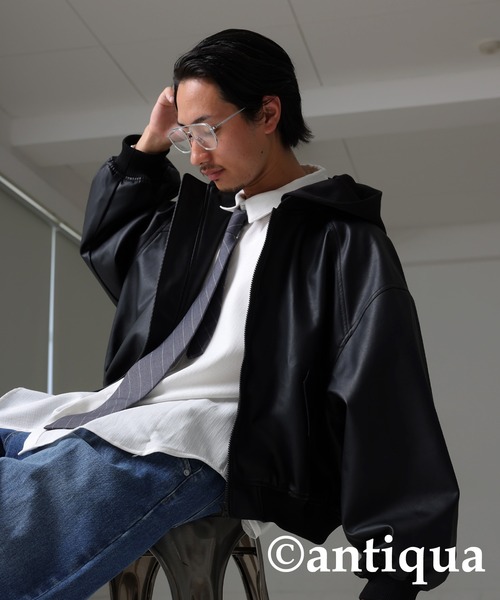 antiqua ブルゾン アウター レザーブルゾン レディース メンズ