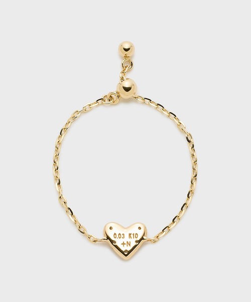 指輪 リング 「Tiny Motif」K10ダイヤモンドハートチェーンリング（0.03ct） レディースの画像
