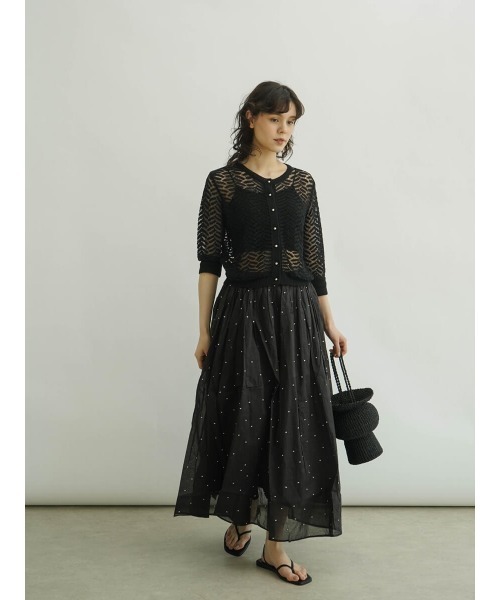 カーディガン Openwork knit cardigan レディース