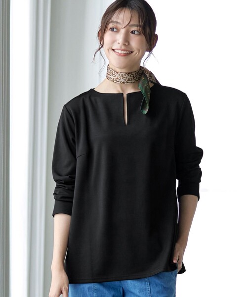 tシャツ キーネックカットソートップス レディース
