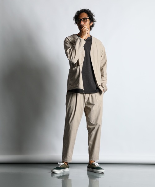 SHELLAC カットオフ加工 ノーカラーフルジップ スエットジャケット The DUFFER of ST.GEORGE ジャケット ノーカラージャケット