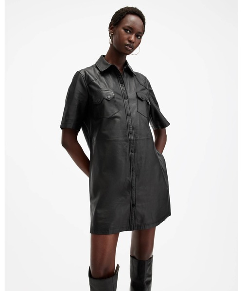 ALLSAINTS（オールセインツ） シャツワンピース ROCK LEATHER MINI
