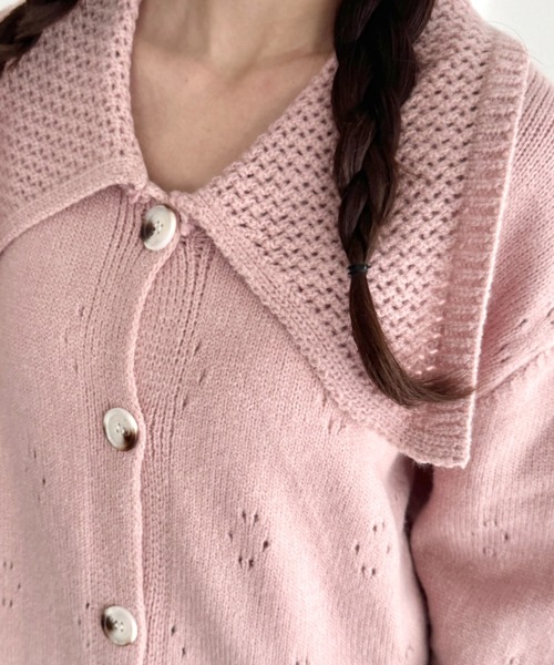 【美品】　グレースジュノ　カシミヤカーディガンセーターアンサンブルピンク ピンク系 レディース カシミヤカーディガン／婦人用／前開き