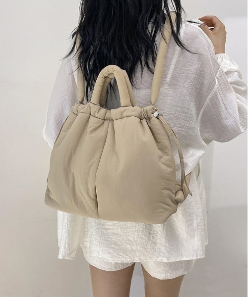 WEGO ショルダーバッグ バッグ WEGO/3WAY巾着カラーパフバッグ 