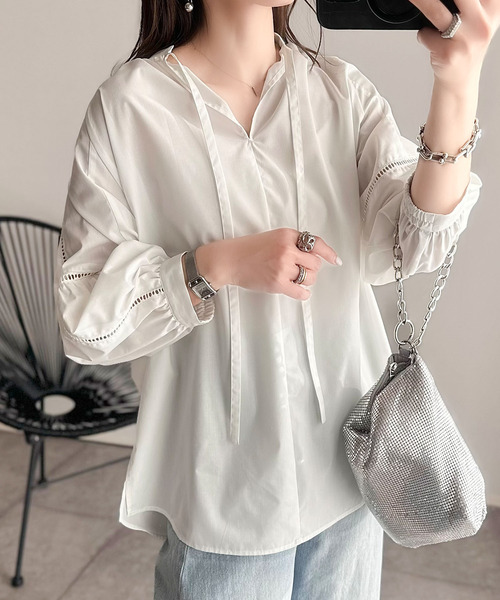 yori ヨリ　ハシゴレースワイドブラウス　ホワイト 中古・古着通販】YORI (ヨリ) たっぷりフリルブラウス ホワイト サイズ