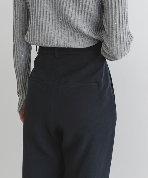 【新品タグ付】F by ROSSO撥水ストレッチスリットパンツ　黒　サイズ38 F by ROSSO パンツ ROSSO ダブルクロスデザインタックパンツ
