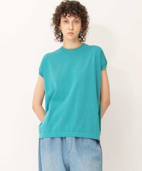 ニット セーター ドライコットンフレンチスリーブニットTシャツ レディース
