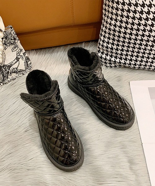 shoes365 ブーツ 「shoes365」キルティング内ボアショートブーツ