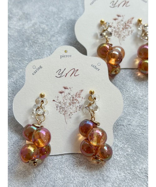 TONE（トネ） ピアス 「YM」バブル×鈴丸ビーズ サージカルステンレス