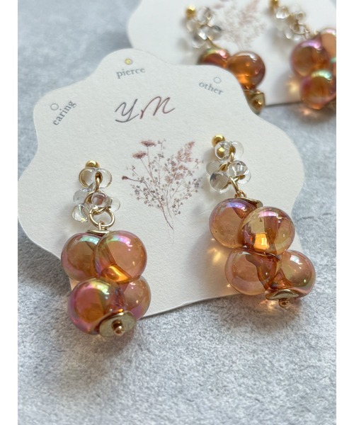 TONE（トネ） ピアス 「YM」バブル×鈴丸ビーズ サージカルステンレス