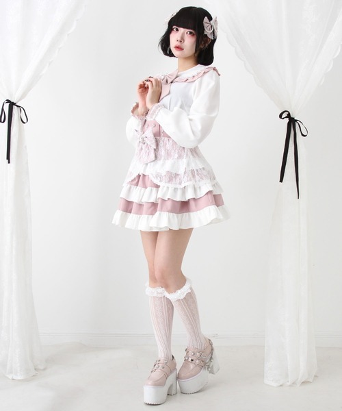 DearMyLove スカート 3段フリルレースリボンスカート : ZOZOTOWN Yahoo