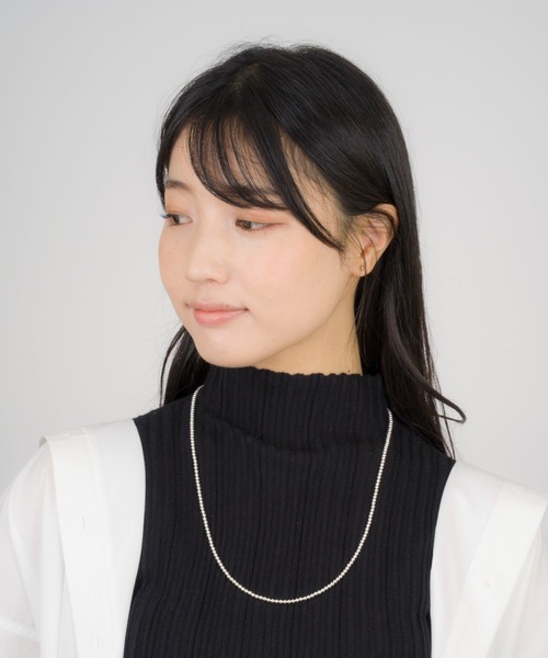 ネックレス 「Harpo/アルポ」シルバー ネックレス ナバホパール ビーズ3mm/全長25cm レディースの画像