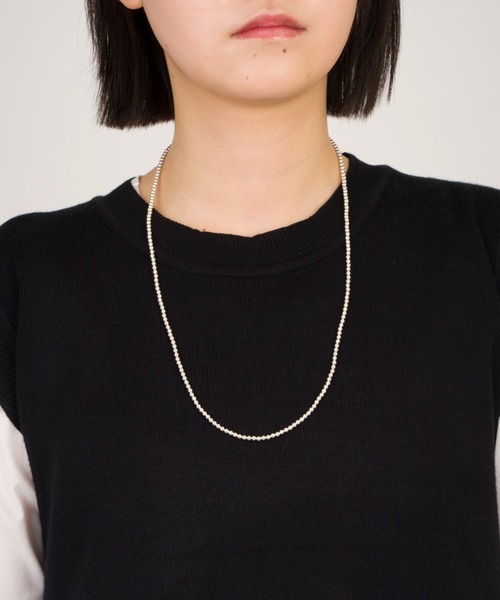 ネックレス 「Harpo/アルポ」シルバー ネックレス ナバホパール ビーズ3mm/全長25cm レディースの画像