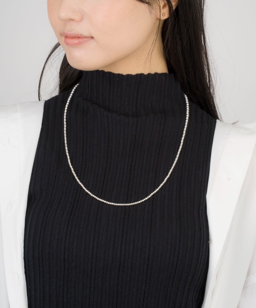 ネックレス 「Harpo/アルポ」シルバー ネックレス ナバホパール ビーズ3mm/全長25cm レディースの画像
