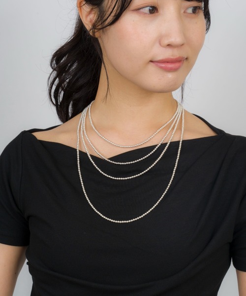 ネックレス 「Harpo/アルポ」シルバー ネックレス ナバホパール ビーズ3mm/全長25cm レディースの画像